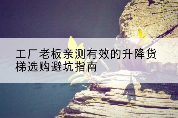 津升降货梯怎么选-工厂老板亲测有效的升降货梯选购避坑指南